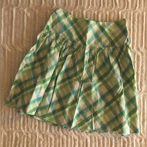 Ann Taylor LOFT Green & Blue Diamond Plaid Skirt